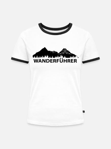 Wanderfuhrer - (8) - Frauen Kontrast-T-Shirt - Weiß/Schwarz