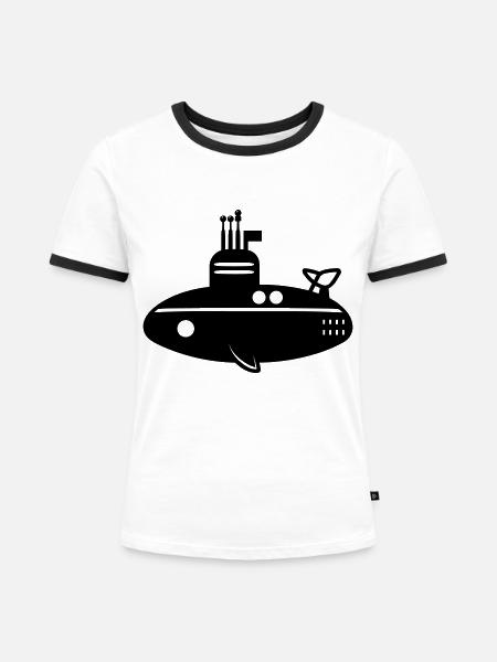U-Boot-Boot - Frauen Kontrast-T-Shirt - Weiß/Schwarz