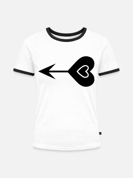 Herz-Pfeil - Frauen Kontrast-T-Shirt - Weiß/Schwarz