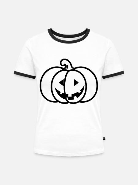 Kürbis - Frauen Kontrast-T-Shirt - Weiß/Schwarz