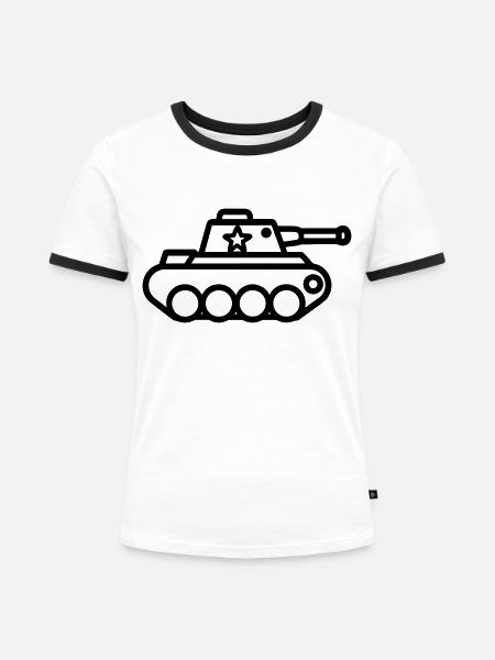 Panzer - Frauen Kontrast-T-Shirt - Weiß/Schwarz