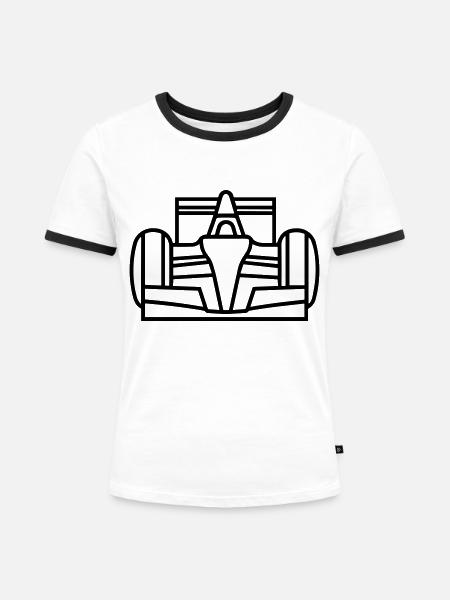 Rennwagen - Frauen Kontrast-T-Shirt - Weiß/Schwarz