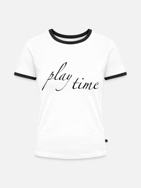 play time - Frauen Kontrast-T-Shirt - Weiß/Schwarz