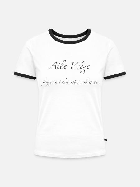 alle Wege - Frauen Kontrast-T-Shirt - Weiß/Schwarz