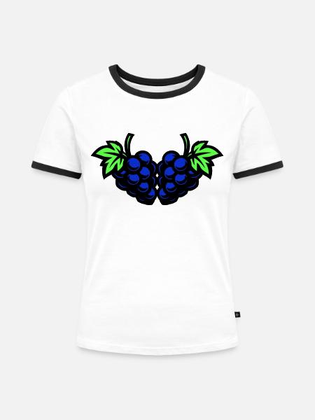 Trauben Weintrauben - Frauen Kontrast-T-Shirt - Weiß/Schwarz