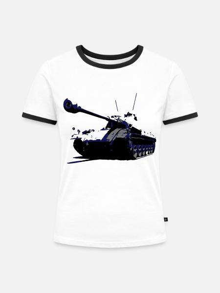 Kettenfahrzeug - Frauen Kontrast-T-Shirt - Weiß/Schwarz