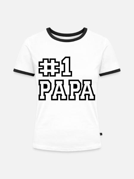 Number one Papa - Frauen Kontrast-T-Shirt - Weiß/Schwarz