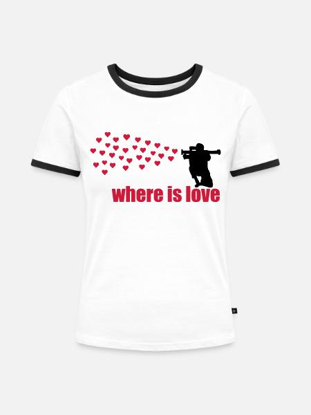 where is love - Frauen Kontrast-T-Shirt - Weiß/Schwarz