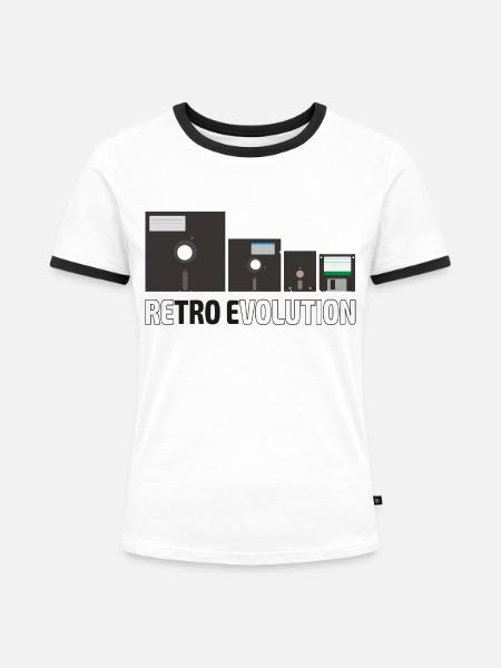 Satz der Disketten (4) - Frauen Kontrast-T-Shirt - Weiß/Schwarz