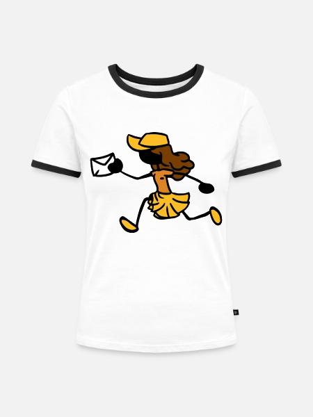 Postbotin Postfrau Kurier - Frauen Kontrast-T-Shirt - Weiß/Schwarz