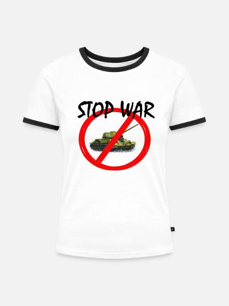Stop War - Frauen Kontrast-T-Shirt - Weiß/Schwarz