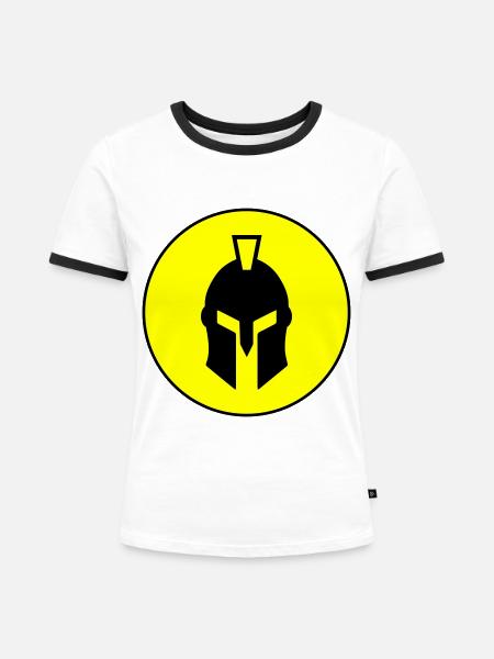 Spartaner Helm - Frauen Kontrast-T-Shirt - Weiß/Schwarz