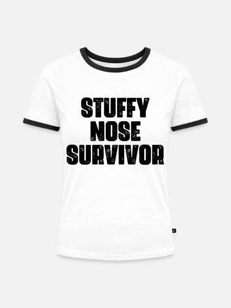 Verstopfte Nase überleben - Frauen Kontrast-T-Shirt - Weiß/Schwarz