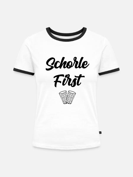 Schorle first - Frauen Kontrast-T-Shirt - Weiß/Schwarz