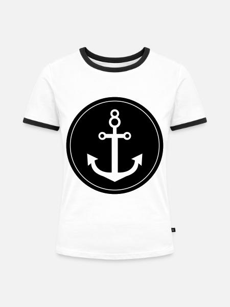 Anker - Frauen Kontrast-T-Shirt - Weiß/Schwarz