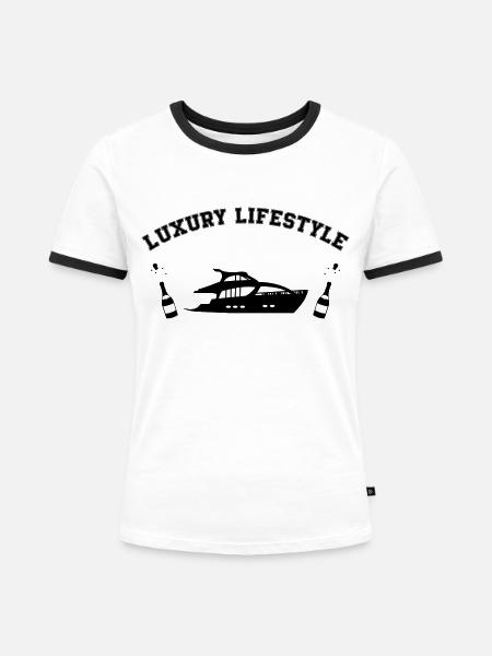 Yacht Luxury Lifestyle - Frauen Kontrast-T-Shirt - Weiß/Schwarz