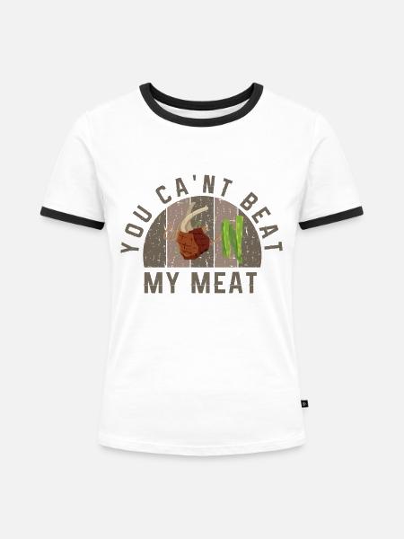 Lustiger Grill-Spruch I Grillen Motiv - Frauen Kontrast-T-Shirt - Weiß/Schwarz