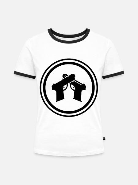 Pistole Symbol - Frauen Kontrast-T-Shirt - Weiß/Schwarz