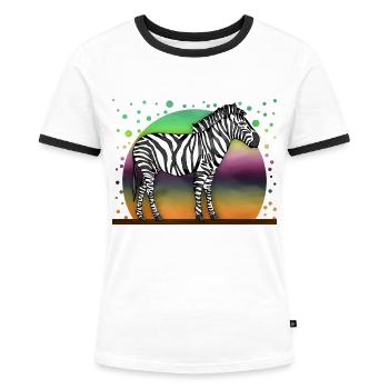 Zebra - Frauen Kontrast-T-Shirt - Weiß/Schwarz - Vorne - Selfina (174cm)