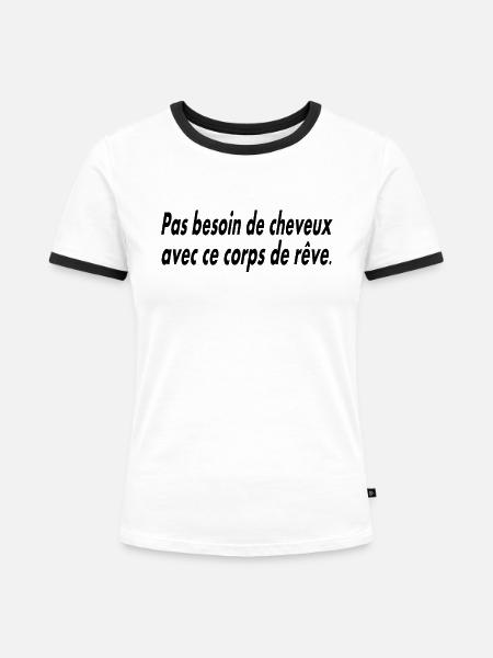 Haare, wofür? - Frauen Kontrast-T-Shirt - Weiß/Schwarz