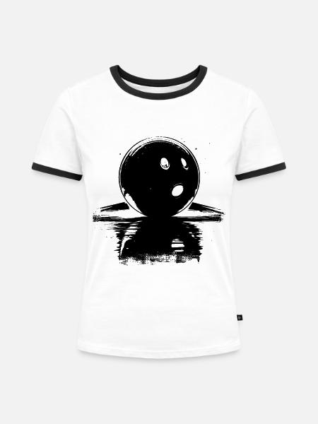 Bowlingkugel - Frauen Kontrast-T-Shirt - Weiß/Schwarz