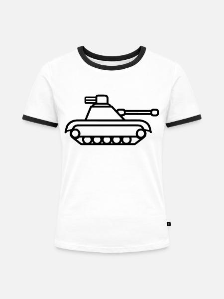 Panzer - Frauen Kontrast-T-Shirt - Weiß/Schwarz