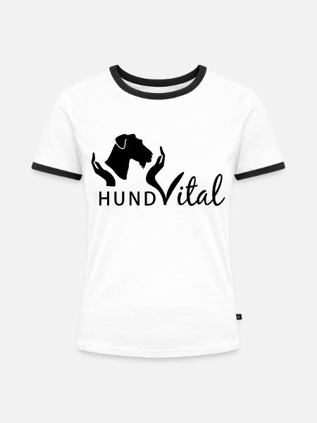 Hund Vital - Frauen Kontrast-T-Shirt - Weiß/Schwarz