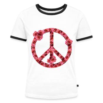 Peace Rosen - Frauen Kontrast-T-Shirt - Weiß/Schwarz - Vorne - Selfina (174cm)