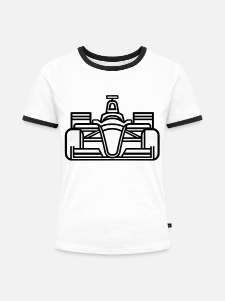 Rennwagen - Frauen Kontrast-T-Shirt - Weiß/Schwarz