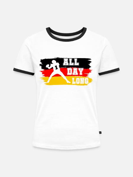 All Day Long DE - Frauen Kontrast-T-Shirt - Weiß/Schwarz
