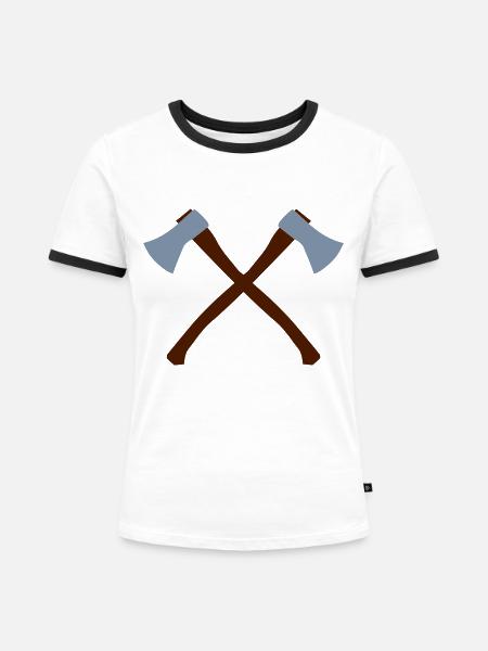 Axt - Frauen Kontrast-T-Shirt - Weiß/Schwarz