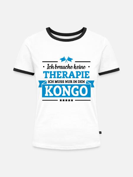 Nur in den Kongo - Frauen Kontrast-T-Shirt - Weiß/Schwarz