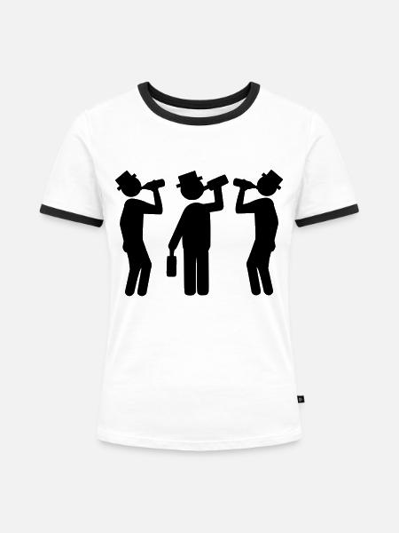 Drinking team - Frauen Kontrast-T-Shirt - Weiß/Schwarz