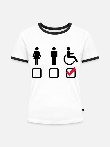 Behindert Rollstuhl - Frauen Kontrast-T-Shirt - Weiß/Schwarz
