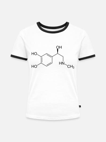 Adrenalin Strukturformel - Frauen Kontrast-T-Shirt - Weiß/Schwarz