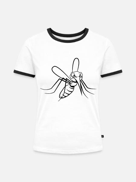 Mücke Mosquito insekt - Frauen Kontrast-T-Shirt - Weiß/Schwarz