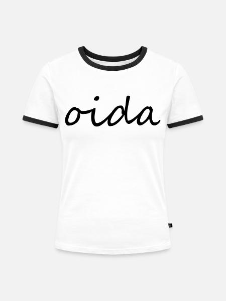 oida - Frauen Kontrast-T-Shirt - Weiß/Schwarz