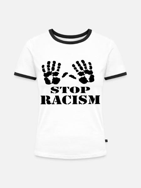 Racism Collection - Frauen Kontrast-T-Shirt - Weiß/Schwarz