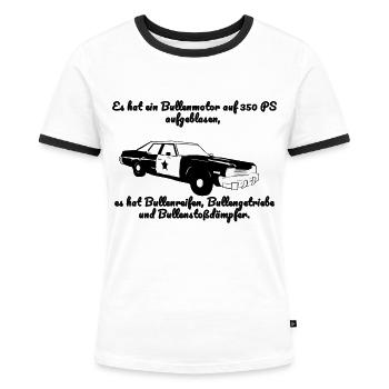 Blues Brothers Bluesmobil, Blues Mobile - Frauen Kontrast-T-Shirt - Weiß/Schwarz - Vorne - Selfina (174cm)