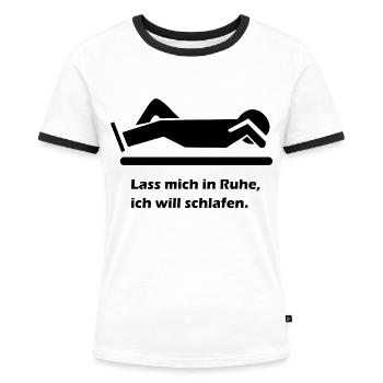 Schlafshirt Schlafen Schlaf Bett Shirt - Frauen Kontrast-T-Shirt - Weiß/Schwarz - Vorne - Selfina (174cm)