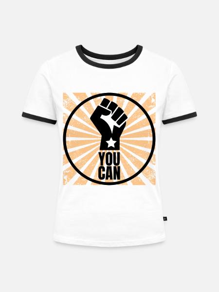 Du kannst - Needymindset - Frauen Kontrast-T-Shirt - Weiß/Schwarz
