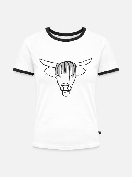 Stier - Frauen Kontrast-T-Shirt - Weiß/Schwarz
