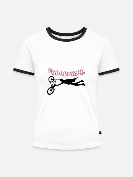 Superbiker Superhelden - Frauen Kontrast-T-Shirt - Weiß/Schwarz