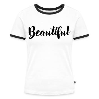 Beautiful - Frauen Kontrast-T-Shirt - Weiß/Schwarz - Vorne - Selfina (174cm)