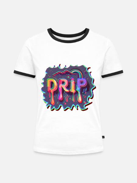 Buntes Faded-Rapper-Style Design - Frauen Kontrast-T-Shirt - Weiß/Schwarz
