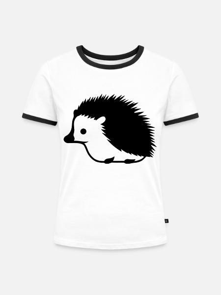 Igel - Frauen Kontrast-T-Shirt - Weiß/Schwarz