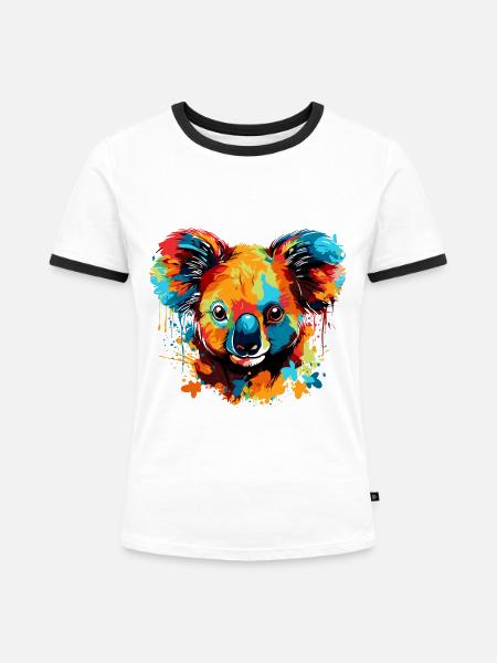 Bunter Koala - Frauen Kontrast-T-Shirt - Weiß/Schwarz