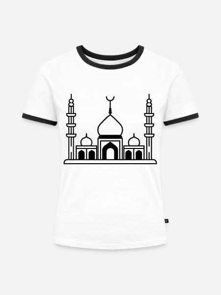 Moschee - Frauen Kontrast-T-Shirt - Weiß/Schwarz