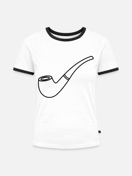 Pfeife - Frauen Kontrast-T-Shirt - Weiß/Schwarz