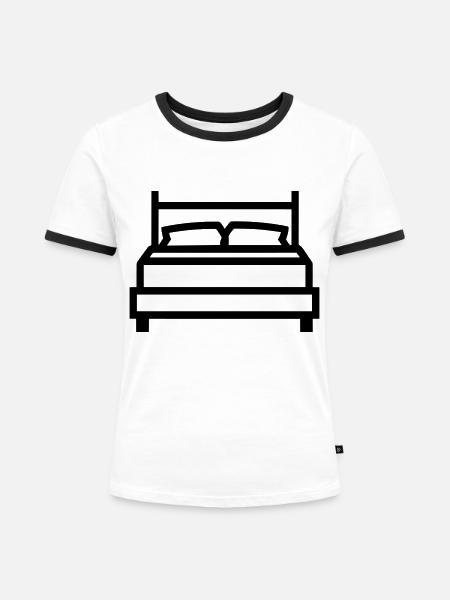 Bett - Frauen Kontrast-T-Shirt - Weiß/Schwarz